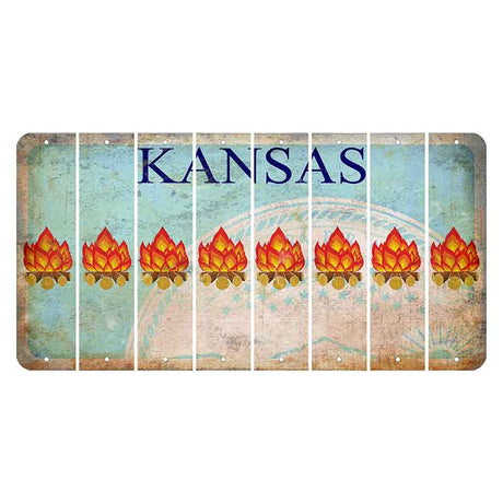 Kansas State Seal Cut License Plate Strips (Set of 8) Campfire