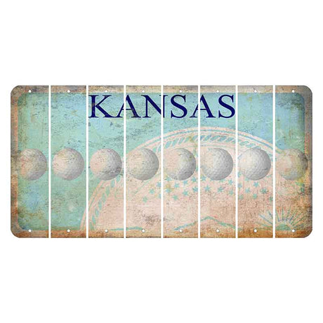 Kansas State Seal Cut License Plate Strips (Set of 8) Golfball