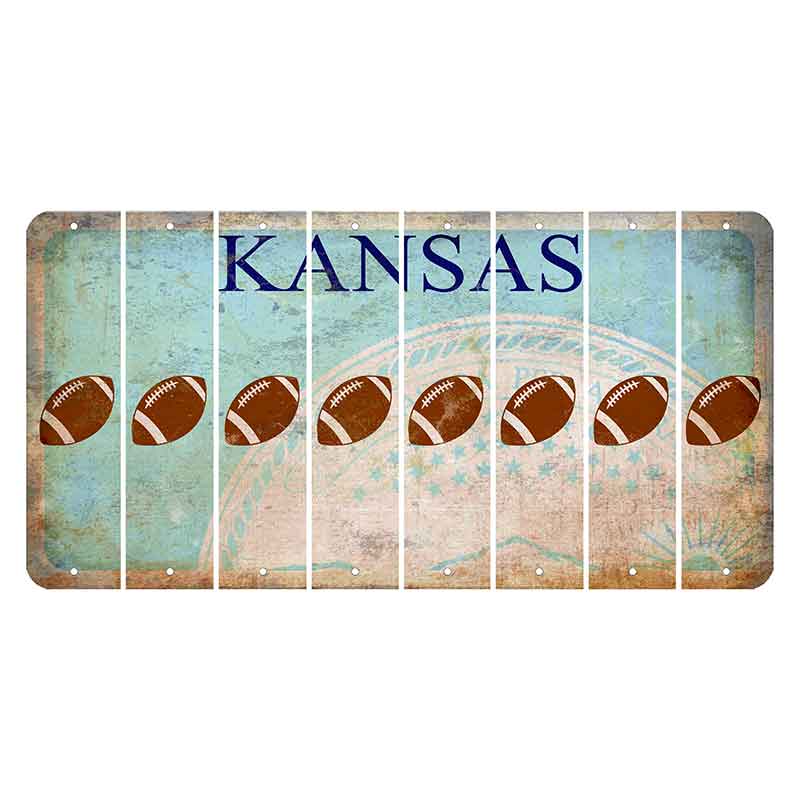 Kansas State Seal Cut License Plate Strips (Set of 8) Football