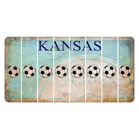 Kansas State Seal Cut License Plate Strips (Set of 8) Soccerball