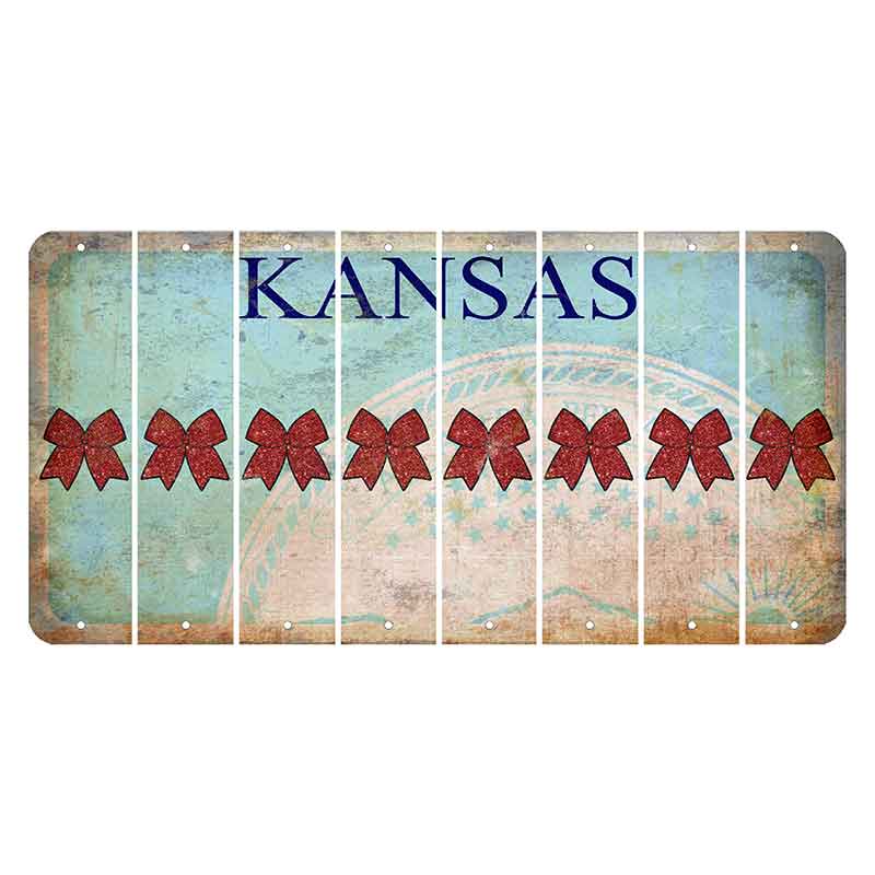 Kansas State Seal Cut License Plate Strips (Set of 8) Cheer Bow