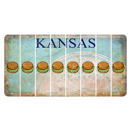 Kansas State Seal Cut License Plate Strips (Set of 8) Hamburger