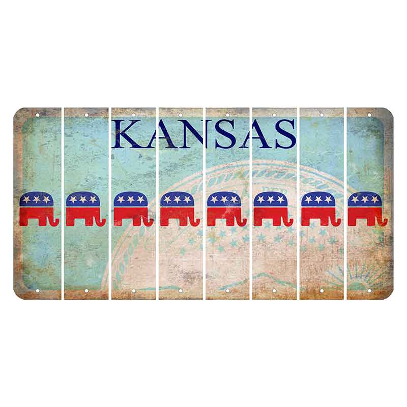 Kansas State Seal Cut License Plate Strips (Set of 8) Republican