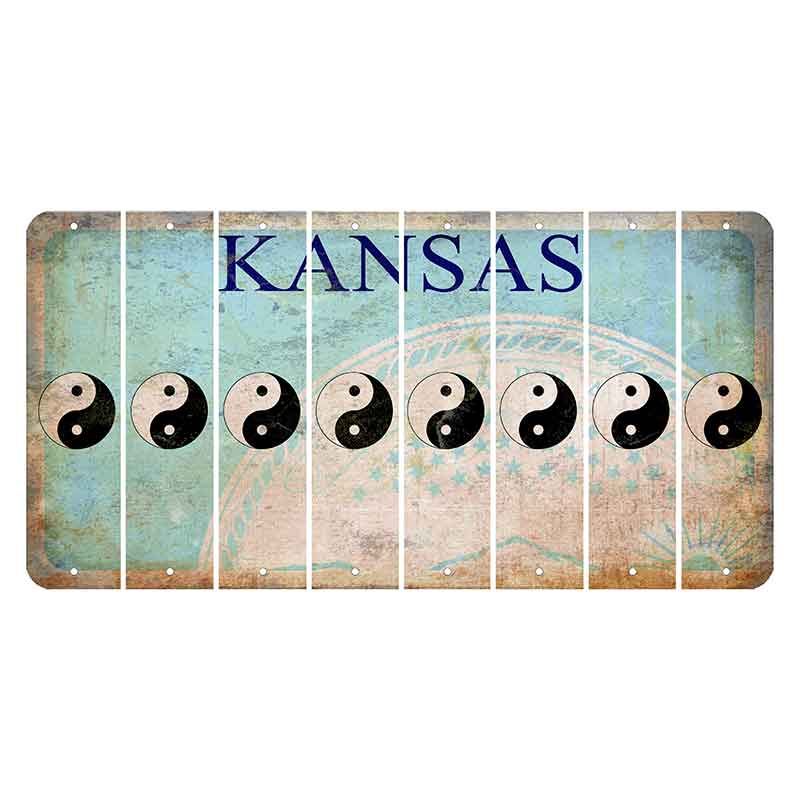 Kansas State Seal Cut License Plate Strips (Set of 8) Yin Yang