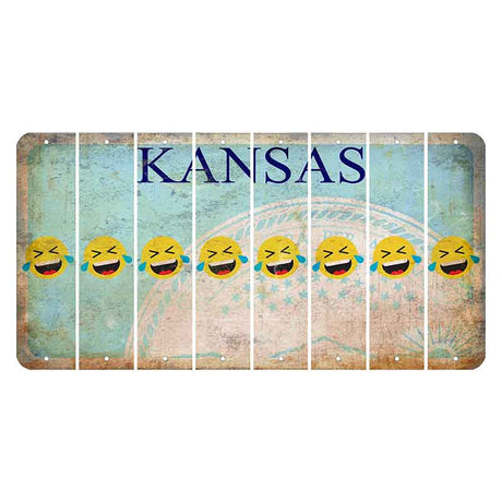 Kansas State Seal Cut License Plate Strips (Set of 8) Emoji - Laughing