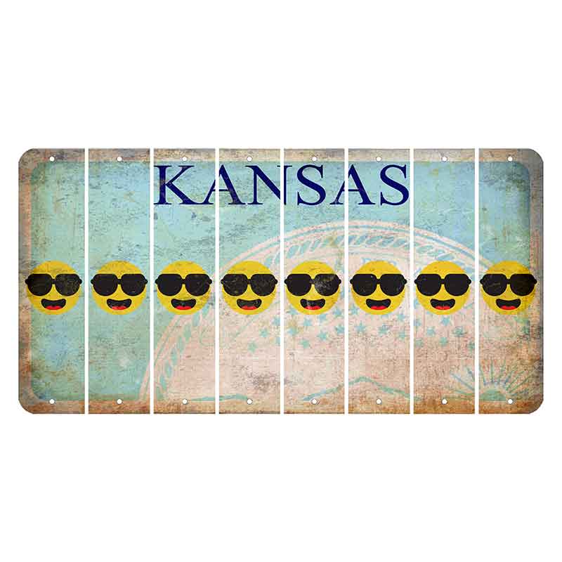 Kansas State Seal Cut License Plate Strips (Set of 8) Emoji - Shades