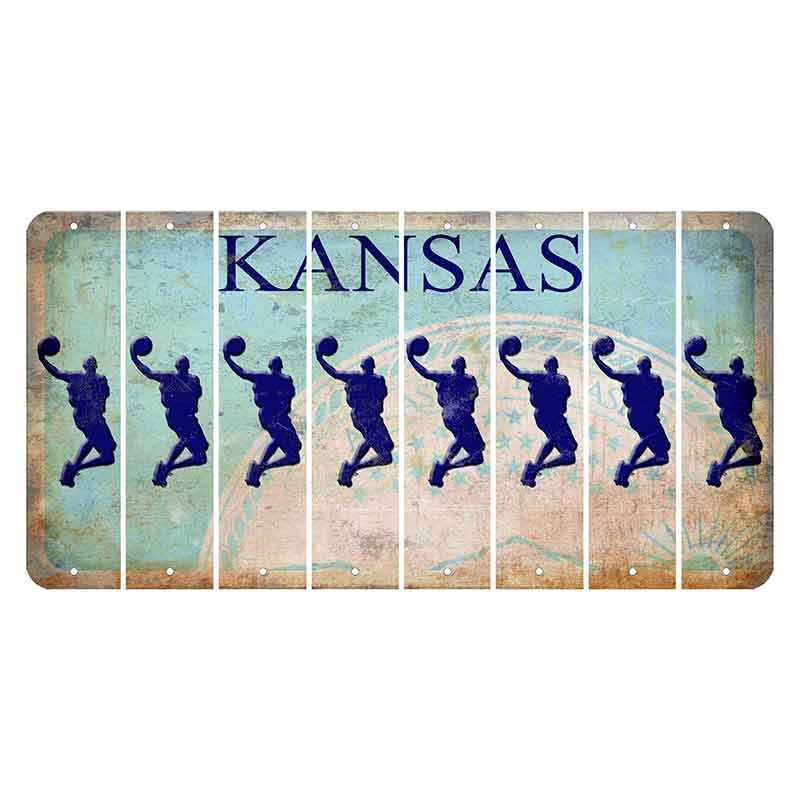 Kansas State Seal Cut License Plate Strips (Set of 8) Basketball Player