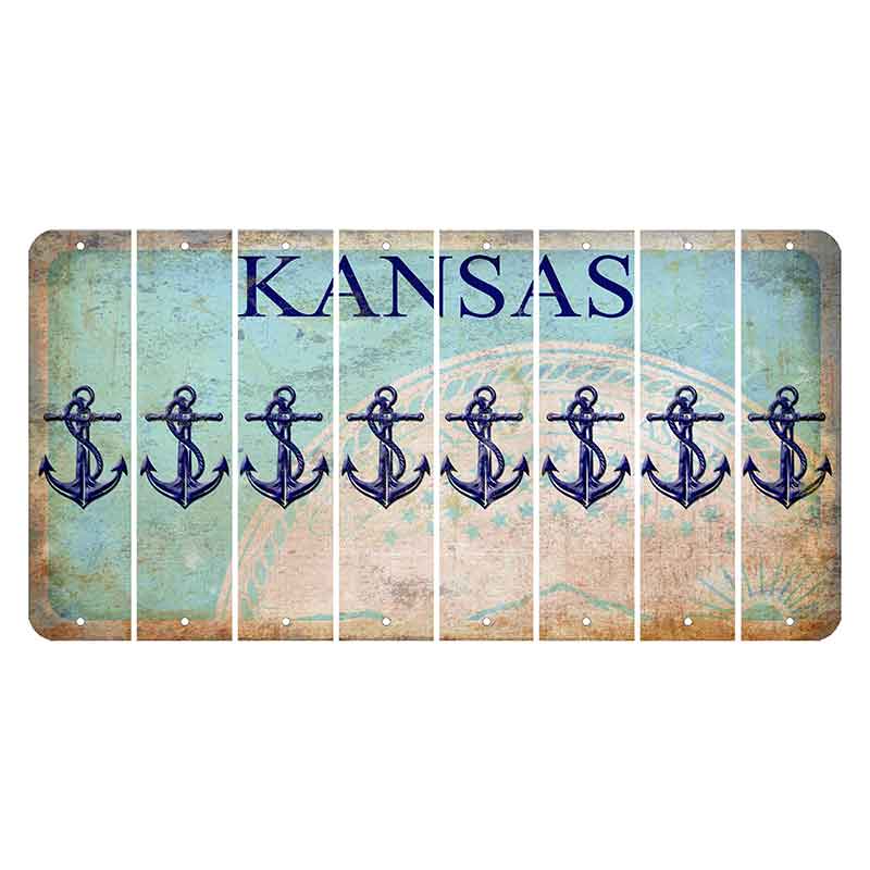 Kansas State Seal Cut License Plate Strips (Set of 8) Boat Anchor