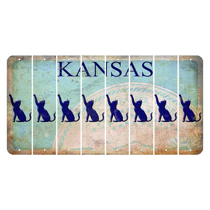 Kansas State Seal Cut License Plate Strips (Set of 8) Cat