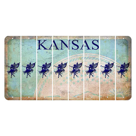 Kansas State Seal Cut License Plate Strips (Set of 8) Fairy