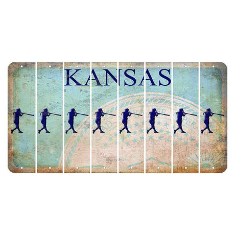 Kansas State Seal Cut License Plate Strips (Set of 8) Softball Batter