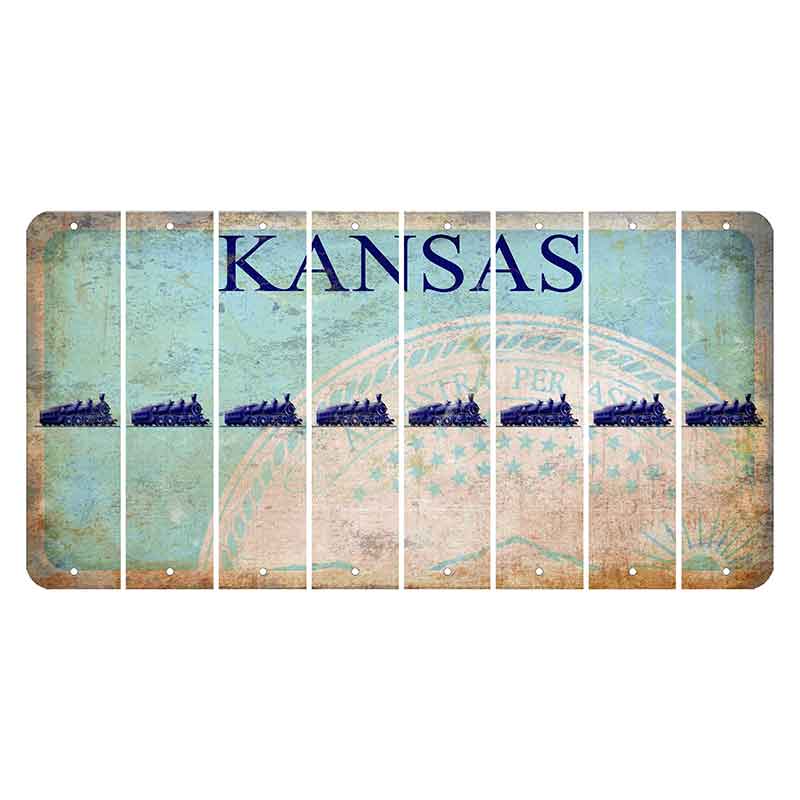 Kansas State Seal Cut License Plate Strips (Set of 8) Train