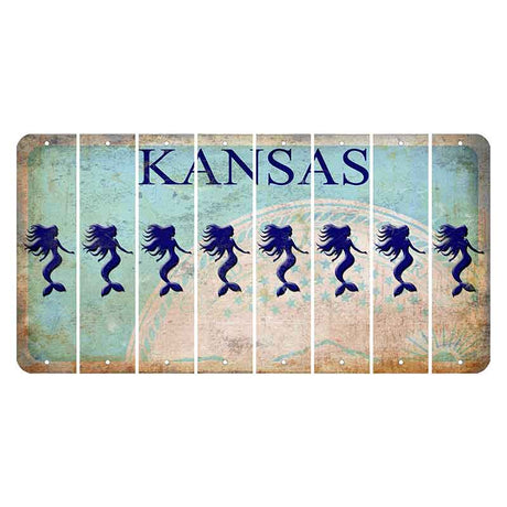 Kansas State Seal Cut License Plate Strips (Set of 8) Mermaid