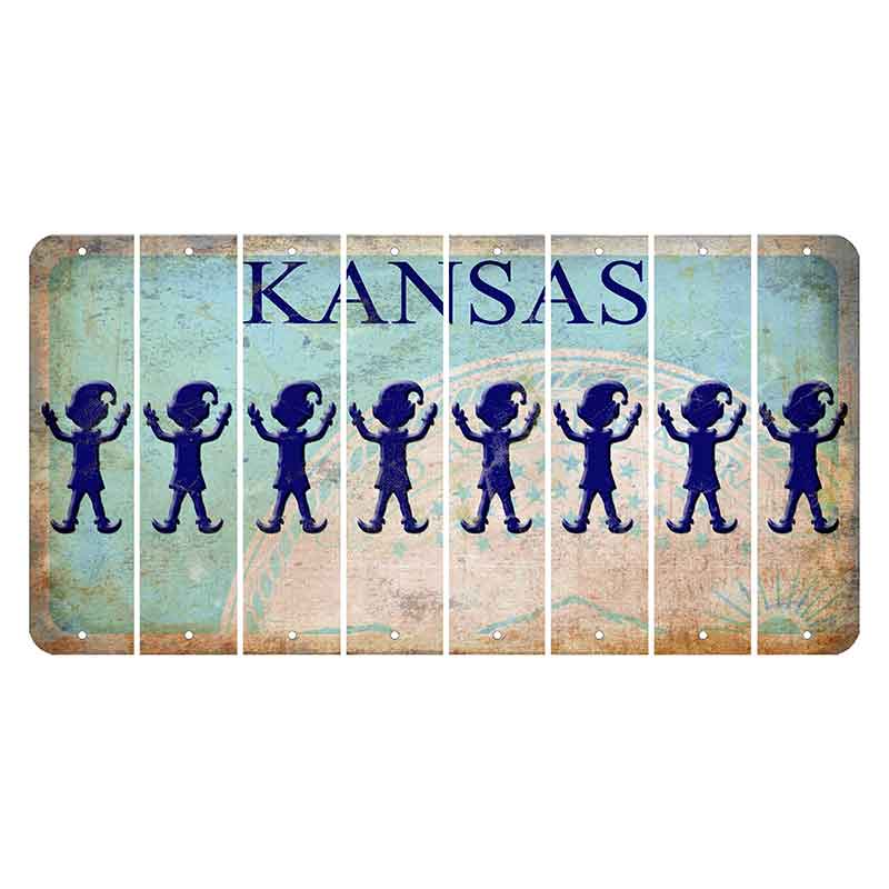 Kansas State Seal Cut License Plate Strips (Set of 8) Elf