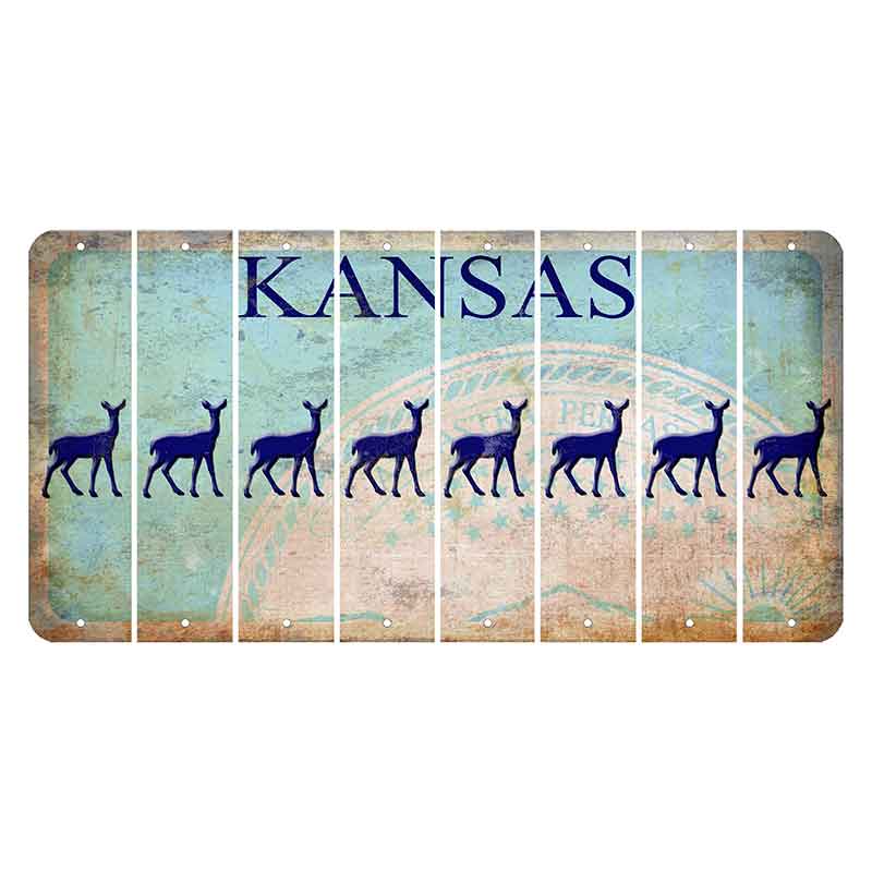 Kansas State Seal Cut License Plate Strips (Set of 8) Doe