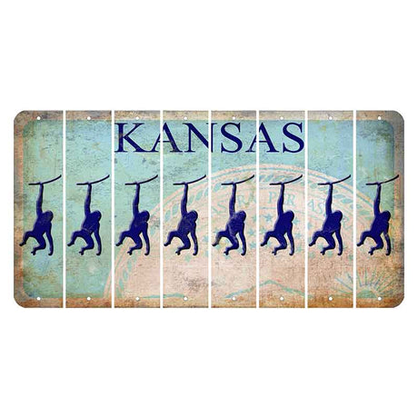 Kansas State Seal Cut License Plate Strips (Set of 8) Monkey