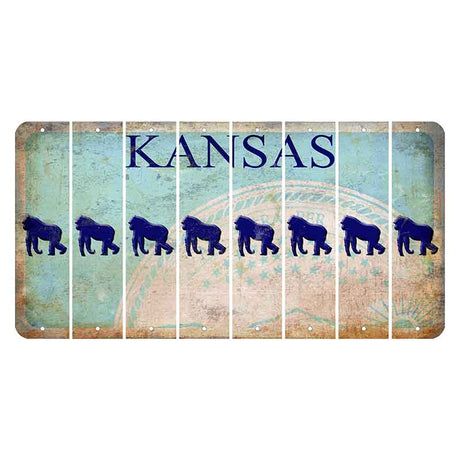 Kansas State Seal Cut License Plate Strips (Set of 8) Gorilla