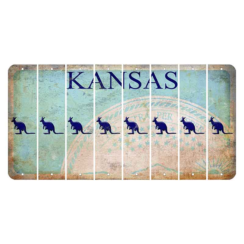 Kansas State Seal Cut License Plate Strips (Set of 8) Kangaroo