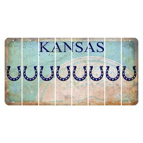 Kansas State Seal Cut License Plate Strips (Set of 8) Horseshoe