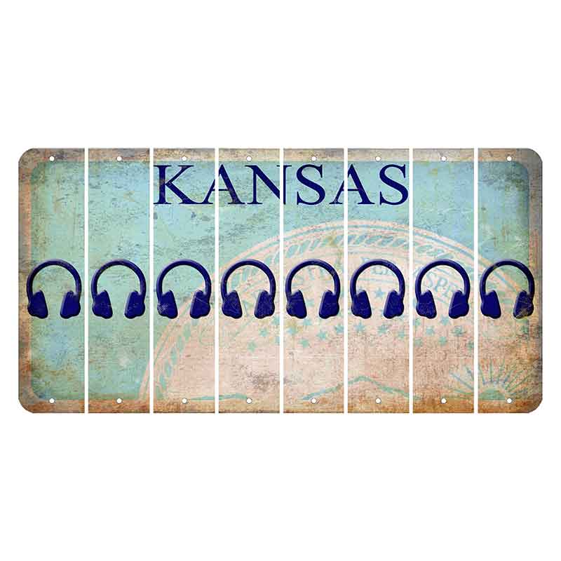 Kansas State Seal Cut License Plate Strips (Set of 8) Headphones