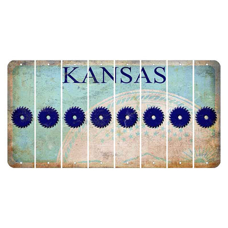 Kansas State Seal Cut License Plate Strips (Set of 8) Saw Blade