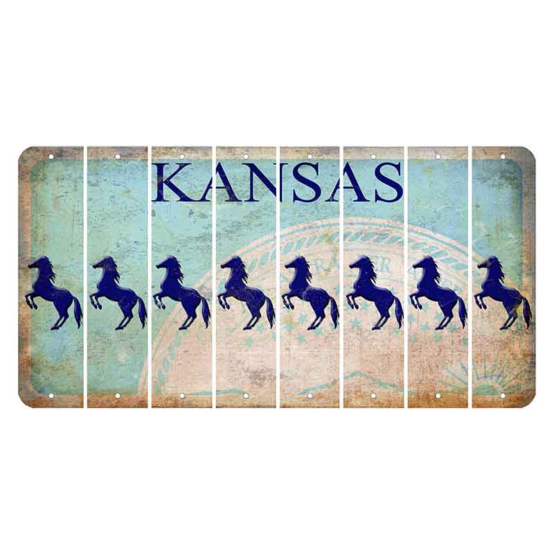 Kansas State Seal Cut License Plate Strips (Set of 8) Horse