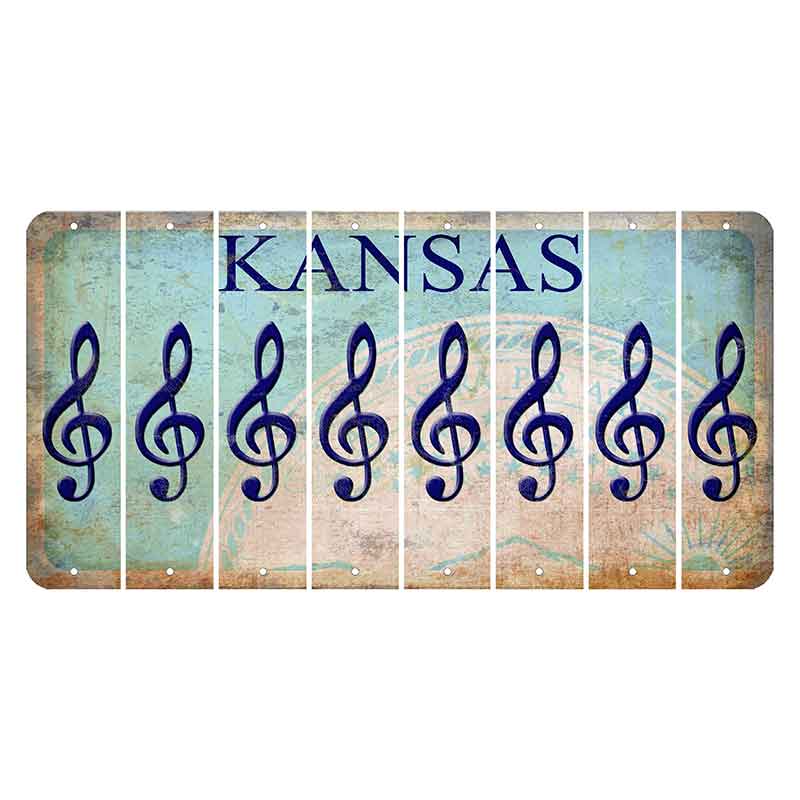 Kansas State Seal Cut License Plate Strips (Set of 8) Music Note