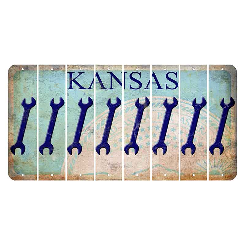 Kansas State Seal Cut License Plate Strips (Set of 8) Wrench