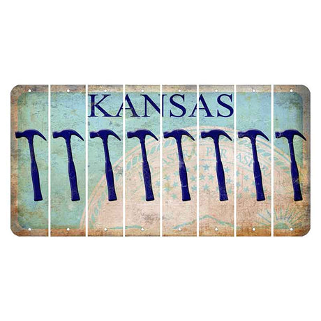 Kansas State Seal Cut License Plate Strips (Set of 8) Hammer