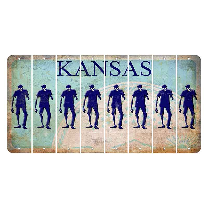 Kansas State Seal Cut License Plate Strips (Set of 8) Zombie