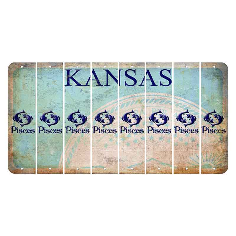 Kansas State Seal Cut License Plate Strips (Set of 8) Zodiac Sign - Pisces