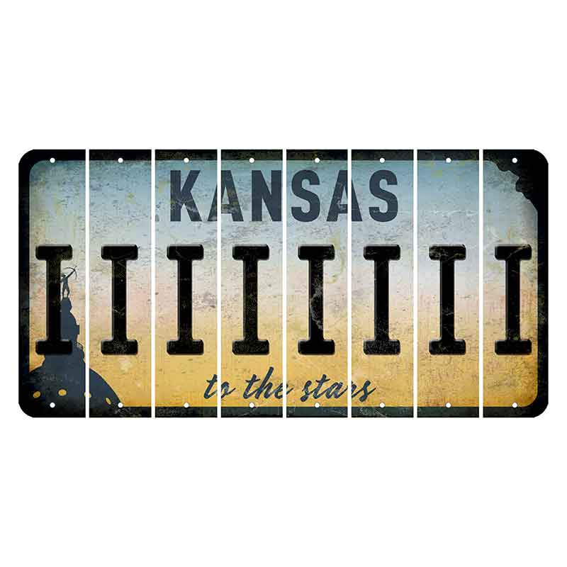 Kansas To The Stars Cut License Plate Strips (Set of 8) I