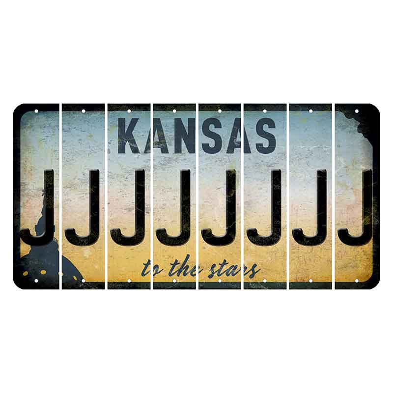 Kansas To The Stars Cut License Plate Strips (Set of 8) J