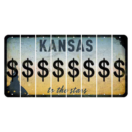 Kansas To The Stars Cut License Plate Strips (Set of 8) Dollar Sign