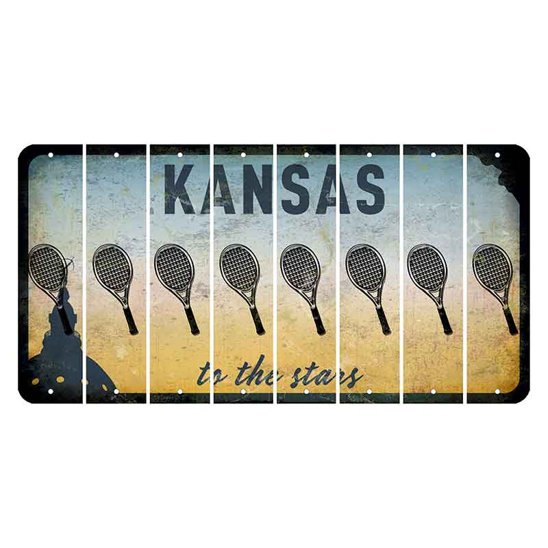 Kansas To The Stars Cut License Plate Strips (Set of 8) Tennis Racket