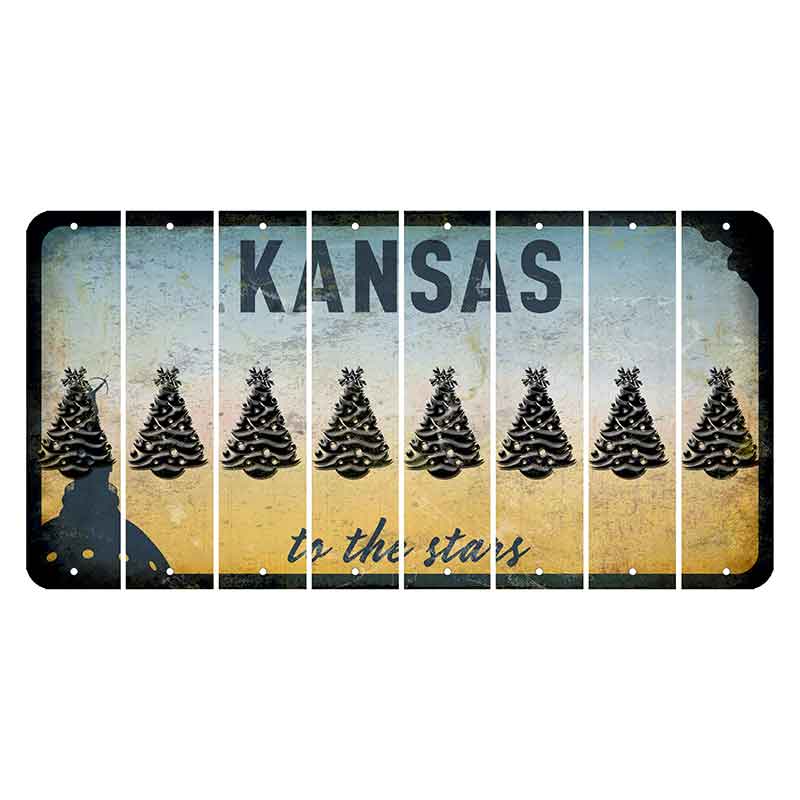 Kansas To The Stars Cut License Plate Strips (Set of 8) Christmas Tree