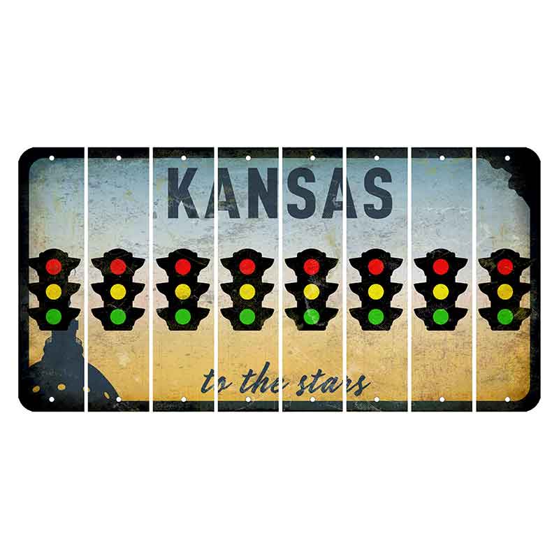 Kansas To The Stars Cut License Plate Strips (Set of 8) Traffic Light