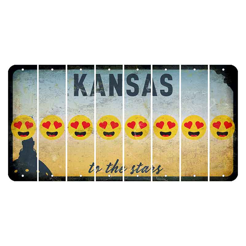 Kansas To The Stars Cut License Plate Strips (Set of 8) Emoji - Heart Eyes