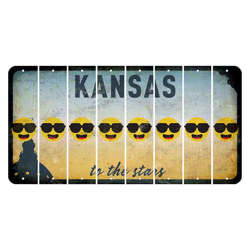 Kansas To The Stars Cut License Plate Strips (Set of 8) Emoji - Shades