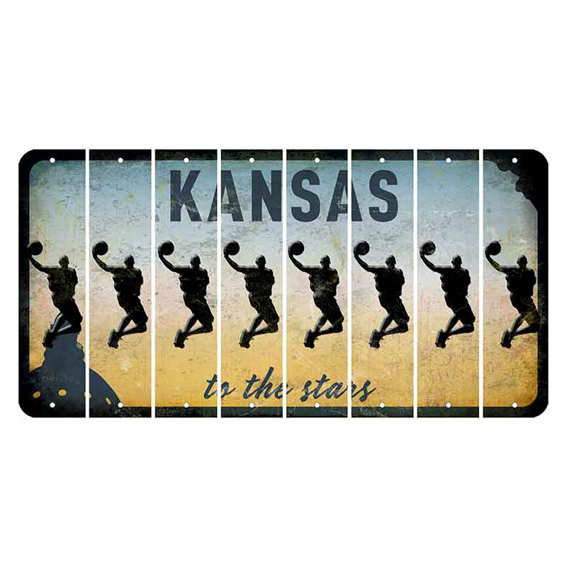 Kansas To The Stars Cut License Plate Strips (Set of 8) Basketball Player