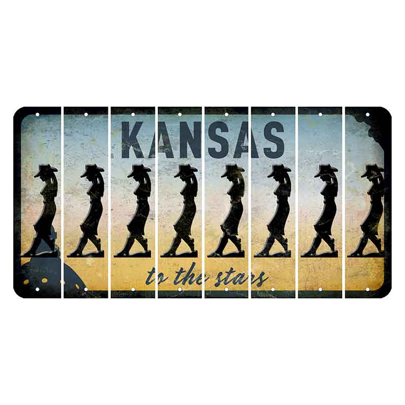 Kansas To The Stars Cut License Plate Strips (Set of 8) Cowgirl - Leaning