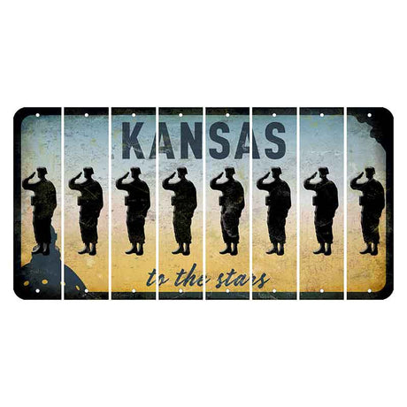 Kansas To The Stars Cut License Plate Strips (Set of 8) Soldier - Saluting