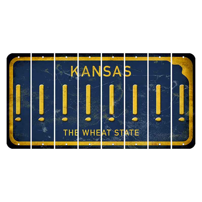 Kansas The Wheat State Cut License Plate Strips (Set of 8) Exclamation Point