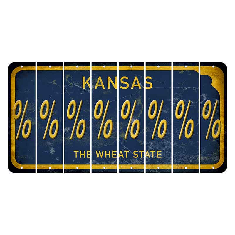 Kansas The Wheat State Cut License Plate Strips (Set of 8) Percent Sign