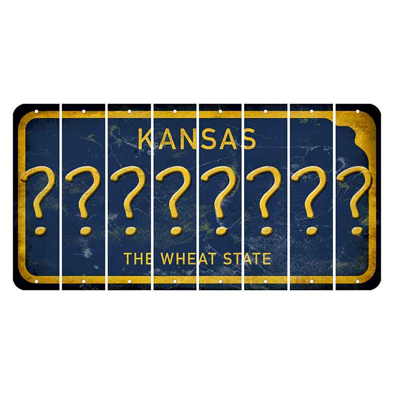 Kansas The Wheat State Cut License Plate Strips (Set of 8) Question Mark