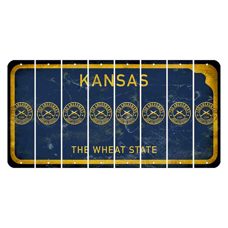 Kansas The Wheat State Cut License Plate Strips (Set of 8) 2nd Amendment