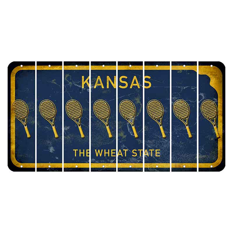 Kansas The Wheat State Cut License Plate Strips (Set of 8) Tennis Racket