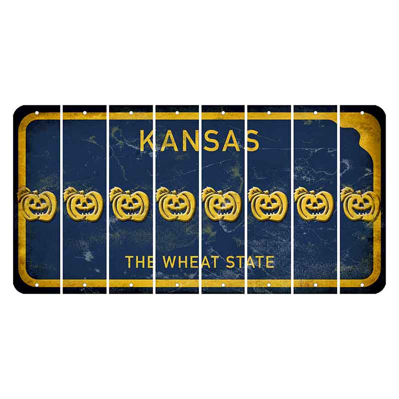 Kansas The Wheat State Cut License Plate Strips (Set of 8) Pumpkin