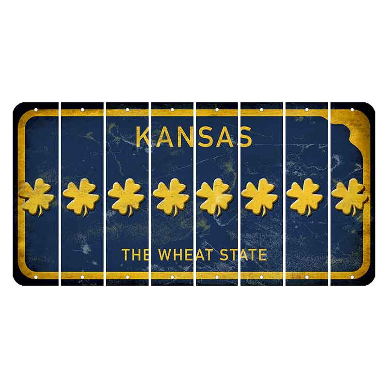 Kansas The Wheat State Cut License Plate Strips (Set of 8) Shamrock