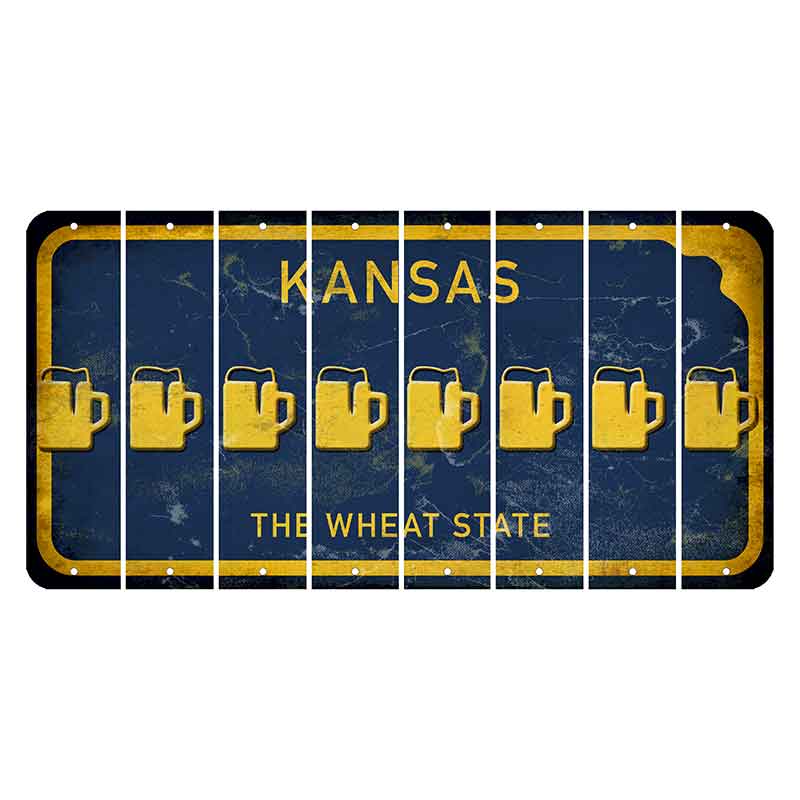 Kansas The Wheat State Cut License Plate Strips (Set of 8) Beer Mug